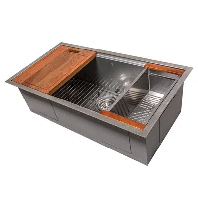 Zline 33 In. Garmisch Undermount Single Bowl Satin Stainless Steel Kitchen Sink With Bottom Grid And Acces In Durasnow® Stainless Steel