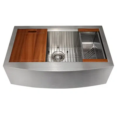 Zline 33 In. Moritz Farmhouse Apron Mount Single Bowl Stainless Steel Kitchen Sink With Bottom Grid And Ac In Silver