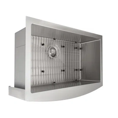 Zline 33 In. Vail Farmhouse Apron Mount Single Bowl Stainless Steel Kitchen Sink With Bottom Grid (sas-33)