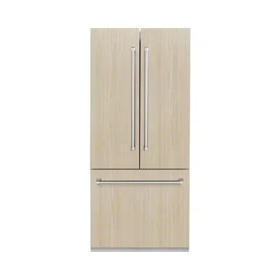 Zline 36 In. 19.6 Cu. Ft. Panel Ready French Door Built-in Bottom Freezer Refrigerator With Water Dispense In Graphite Gray,stainless Steel