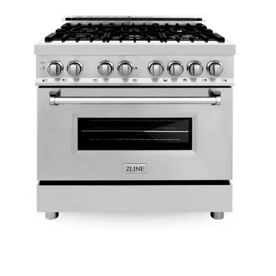 Zline 36 In. 4.6 Cu. Ft. Legacy Dual Fuel Range With 6 Burner Gas Cooktop And Electric Convection Oven In  In Black Stainless