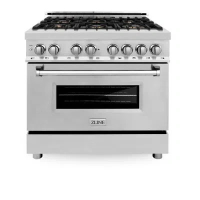 Zline 36 In. 4.6 Cu. Ft. Legacy Dual Fuel Range With Gas Cooktop And Electric Convection Oven In Stainless In Stainless Steel