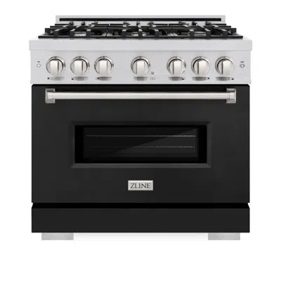 Zline 36 In. 5.2 Cu. Ft. Classic Dual Fuel Range With 6 Burner Gas Cooktop And Electric Convection Oven In In Black