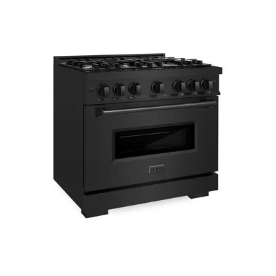 Zline 36 In. 5.2 Cu. Ft. Classic Gas Range With 6 Burner Cooktop And Convection Gas Oven In Black Stainles In Black Stainless Steel