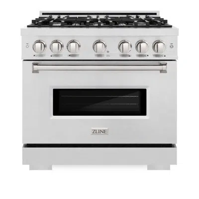 Zline 36 In. 5.2 Cu. Ft. Classic Gas Range With 6 Burner Cooktop And Convection Gas Oven In Satin Stainles In Durasnow Stainless Steel