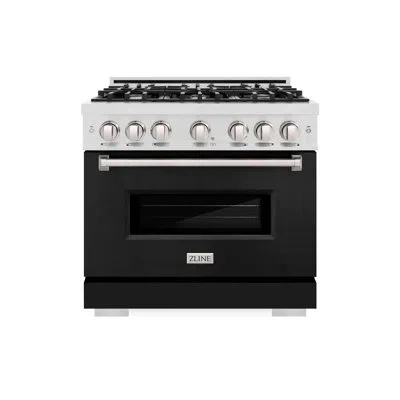 Zline 36 In. 5.2 Cu. Ft. Classic Gas Range With 6 Burner Cooktop And Convection Gas Oven In Satin Stainles In Stainless Steel,black