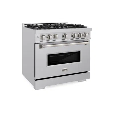 Zline 36 In. 5.2 Cu. Ft. Classic Gas Range With 6 Burner Cooktop And Convection Gas Oven In Stainless Stee In Stainless Steel