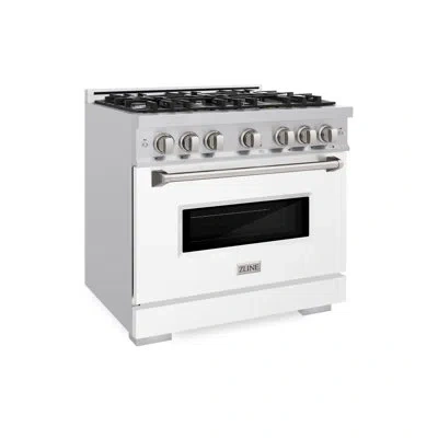 Zline 36 In. 5.2 Cu. Ft. Classic Gas Range With 6 Burner Cooktop And Convection Gas Oven In Stainless Stee In Stainless Steel,white