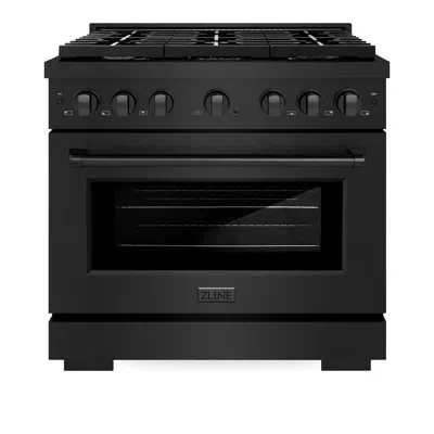 Zline 36 In. 5.2 Cu. Ft. Paramount Dual Fuel Range With Gas Cooktop And Electric Convection Oven In Black  In Brass Burners