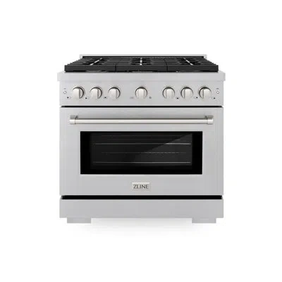 Zline 36 In. 5.2 Cu. Ft. Paramount Dual Fuel Range With Gas Cooktop And Electric Convection Oven In Satin  In Stainless Steel