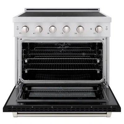 Zline 36 In. 5.2 Cu. Ft. Paramount Induction Range With 5 Element Cooktop And Electric Convection Oven In  In Black Matte