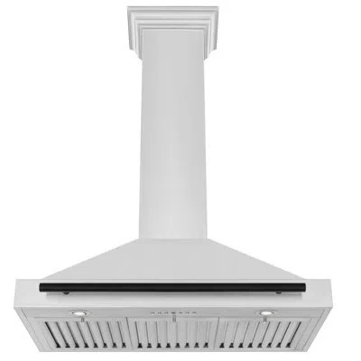 Zline 36 In. Autograph Edition Convertible Stainless Steel Range Hood With Stainless Steel Shell In Stainless Steel,matte Black
