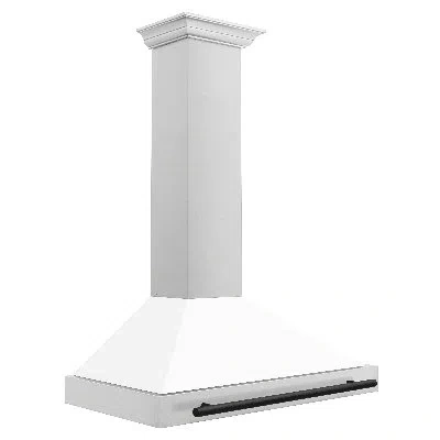Zline 36 In. Autograph Edition Convertible Stainless Steel Range Hood With White Matte Shell In White Matte,matte Black