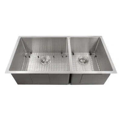 Zline 36 In. Chamonix Undermount Double Bowl Stainless Steel Kitchen Sink With Bottom Grid (sr60d-36)