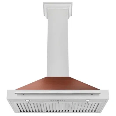 Zline 36 In. Convertible Satin Stainless Steel Wall Mount Range Hood With Copper Shell And Stainless Steel