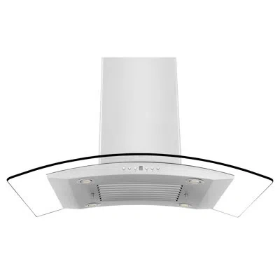 Zline 36 In. Convertible Vent Island Mount Range Hood In Stainless Steel & Glass (gl14i-36)