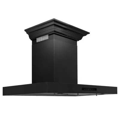 Zline 36 In. Convertible Vent Wall Mount Range Hood In Black Stainless Steel With Crown Molding (bskencrn-