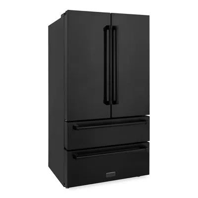 Zline 36 In. Counter-depth French Door Refrigerator With Ice Maker In Black Stainless Steel