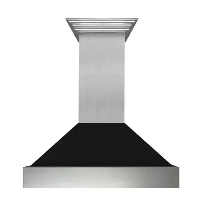 Zline 36 In. Ducted Satin Stainless Steel Wall Mount Range Hood In Black Matte