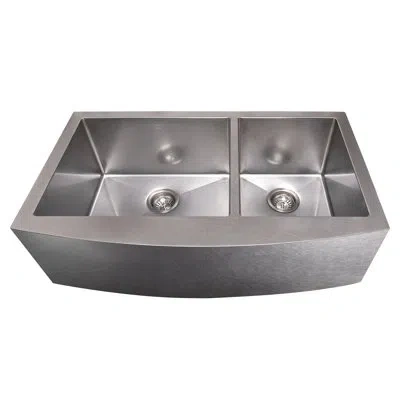 Zline 36 In. Niseko Farmhouse Apron Mount Double Bowl Satin Stainless Steel Kitchen Sink With Bottom Grid 