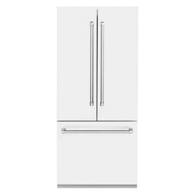 Zline 36 In. Panel Ready French Door Built-in Refrigerator W/ Water Dispenser And Ice Maker In White Matte