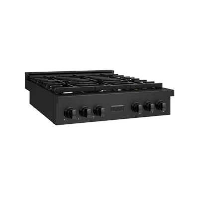 Zline 36 In. Paramount Gas Rangetop With 6 Burners And Porcelain Cooktop In Black Stainless Steel (srtb-36