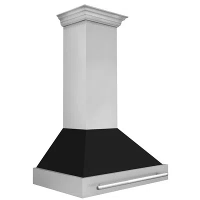 Zline 36 In. Stainless Steel Range Hood With Stainless Steel Handle In Black Matte