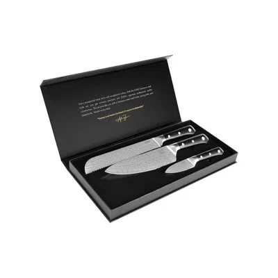 Zline 3-piece Professional Japanese Damascus Steel Kitchen Knife Set (ksett-jd-3) In Black