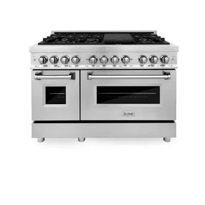 Zline 48 In. 6.0 Cu. Ft. Legacy Dual Fuel Range With 7 Burner Gas Cooktop And 2 Electric Ovens In Stainless Steel