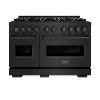 Zline 48 In. 6.7 Cu. Ft. Classic Double Oven Gas Range In Black Stainless Steel With 8 Brass Burners (cgrb
