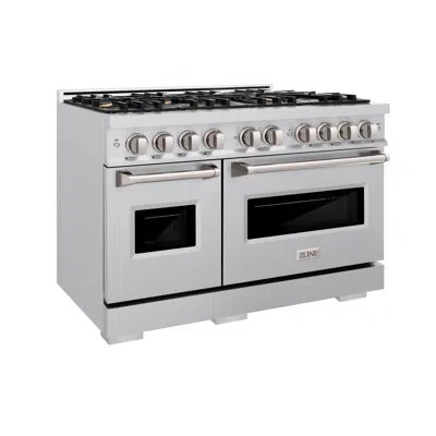 Zline 48 In. 6.7 Cu. Ft. Classic Double Oven Gas Range In Stainless Steel With 8 Brass Burners (cgr-br-48)