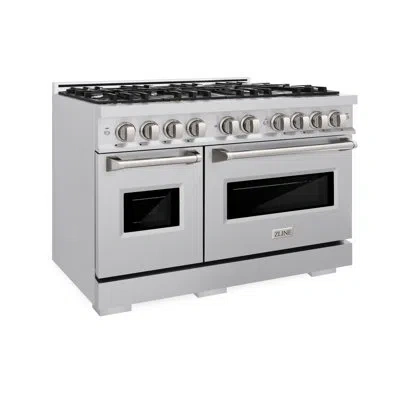 Zline 48 In. 6.7 Cu. Ft. Classic Double Oven Gas Range With 8 Burner Cooktop In Stainless Steel