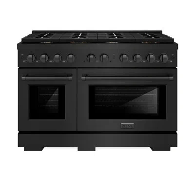 Zline 48 In. 6.7 Cu. Ft. Paramount Double Oven Dual Fuel Range In Black Stainless Steel With 8 Brass Burne