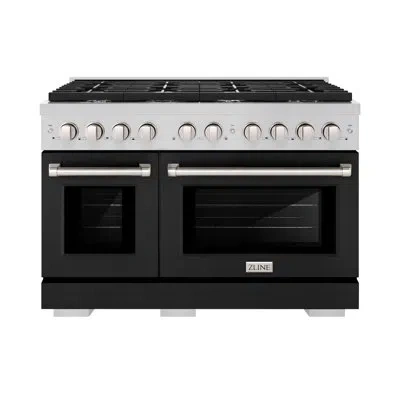 Zline 48 In. 6.7 Cu. Ft. Paramount Double Oven Dual Fuel Range With 8 Burner Gas Cooktop In Stainless Stee In Stainless Steel;black Matte
