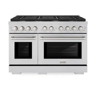 Zline 48 In. 6.7 Cu. Ft. Paramount Double Oven Dual Fuel Range With 8 Burner Gas Cooktop In Stainless Steel