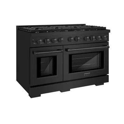 Zline 48 In. 6.7 Cu. Ft. Paramount Double Oven Gas Range With 8 Burner Cooktop In Black Stainless Steel (s