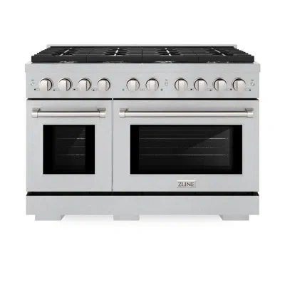 Zline 48 In. 6.7 Cu. Ft. Paramount Double Oven Gas Range With 8 Burner Cooktop In Satin Stainless Steel