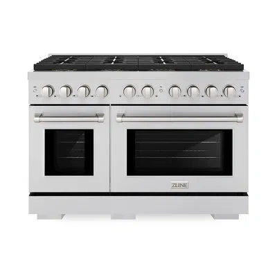Zline 48 In. 6.7 Cu. Ft. Paramount Dual Fuel Range With 8 Burner Duopro™ Cooktop And Dual Ovens With Doors In Stainless Steel,stainless Steel