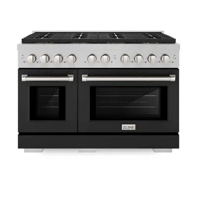Zline 48 In. 6.7 Cu. Ft. Paramount Gas Range With 8 Burner Duopro™ Cooktop And Dual Ovens In Satin Stainle In Satin Stainless Steel