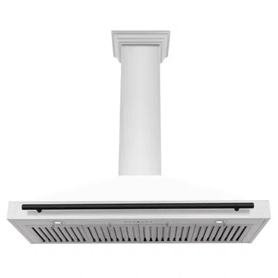 Zline 48 In. Autograph Edition Convertible Stainless Steel Range Hood With White Matte Shell In White Matte,matte Black
