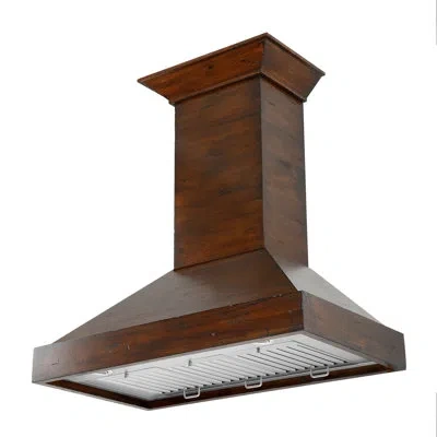 Zline 48 In. Ducted Wooden Wall Mount Range Hood With Remote Motor In Walnut