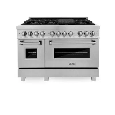 Zline 48 In. Legacy Dual Fuel Range W/ 7 Burners & 2 Ovens In Satin Stainless Steel