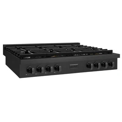 Zline 48 In. Paramount Gas Rangetop With 8 Burners And Porcelain Cooktop In Black Stainless Steel (srtb-48