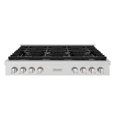 Zline 48 In. Paramount Gas Rangetop With 8 Burners And Porcelain Cooktop In Satin Stainless Steel (srts-48 In Durasnow Stainless Steel