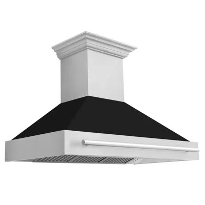 Zline 48 In. Stainless Steel Range Hood With Stainless Steel Handle In Black Matte