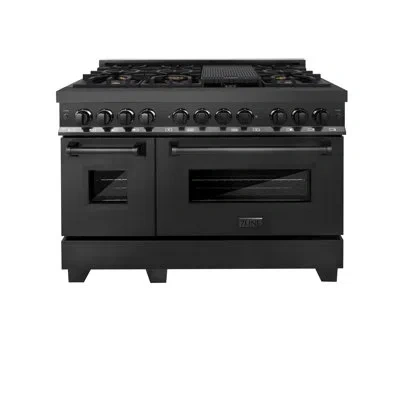 Zline 48" Legacy Dual Fuel Range W/ 6 Brass Burners & 2 Ovens In Black Stainless Steel