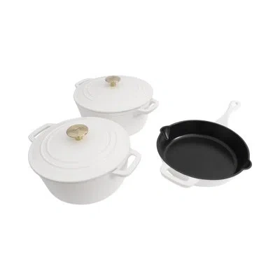 Zline 5-piece Enameled Cast Iron Cookware Set In White Matte (cwsets-wm-5)