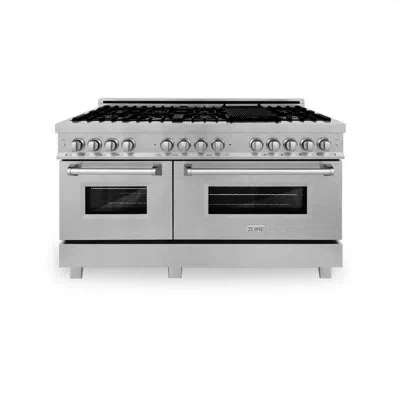 Zline 60 In. 7.4 Cu. Ft. Legacy Dual Fuel Range With 9 Burner Gas Cooktop And 2 Electric Convection Ovens In Stainless Steel