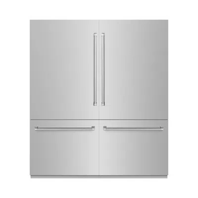 Zline 72 In. 39.6 Cu. Ft. French Door Built-in Bottom Freezer Refrigerator With Water Dispensers And Ice M In Stainless Steel