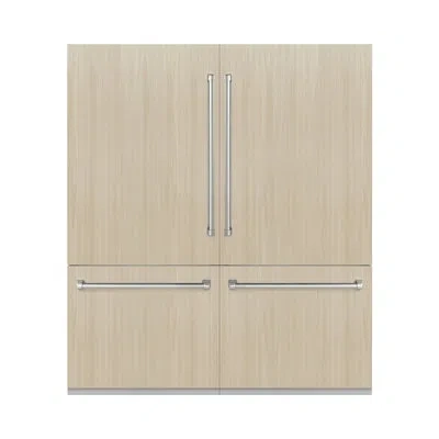 Zline 72 In. 39.6 Cu. Ft. Panel Ready French Door Built-in Bottom Freezer Refrigerator With Water Dispense In Bright White,stainless Steel